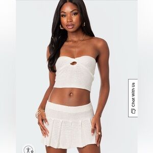 Edikted Kiera Twist Knot Front Tube Top & Skirt Two-Piece Set Size Small